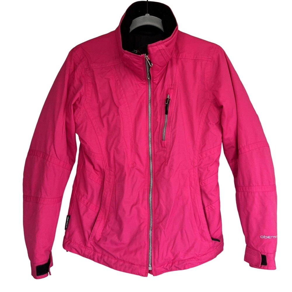 Obermeyer Pink Ski Jacket with High Collar and Athletic Cut
